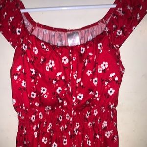 Red floral summer dress